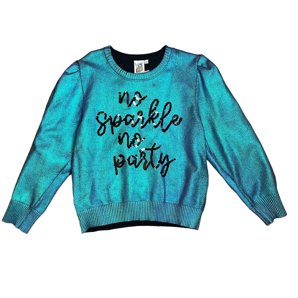 Queen of Sparkles Women’s Sweater Large Metallic Blue No Sparkles No Party